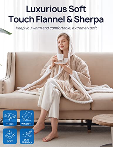 Light Grey 50 x 60 Inch Wearable Heated Throw Blanket E612