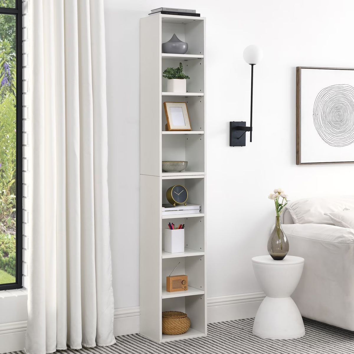 8-Tier Media Tower Rack Storage Cabinet with Adjustable Shelves U392
