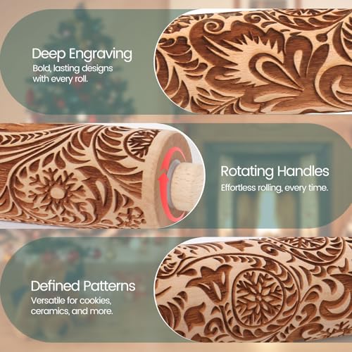 Embossed Wooden Rolling Pin A75875