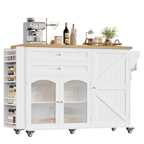Rolling Kitchen Island with Storage and Drop Leaf Countertop M636451