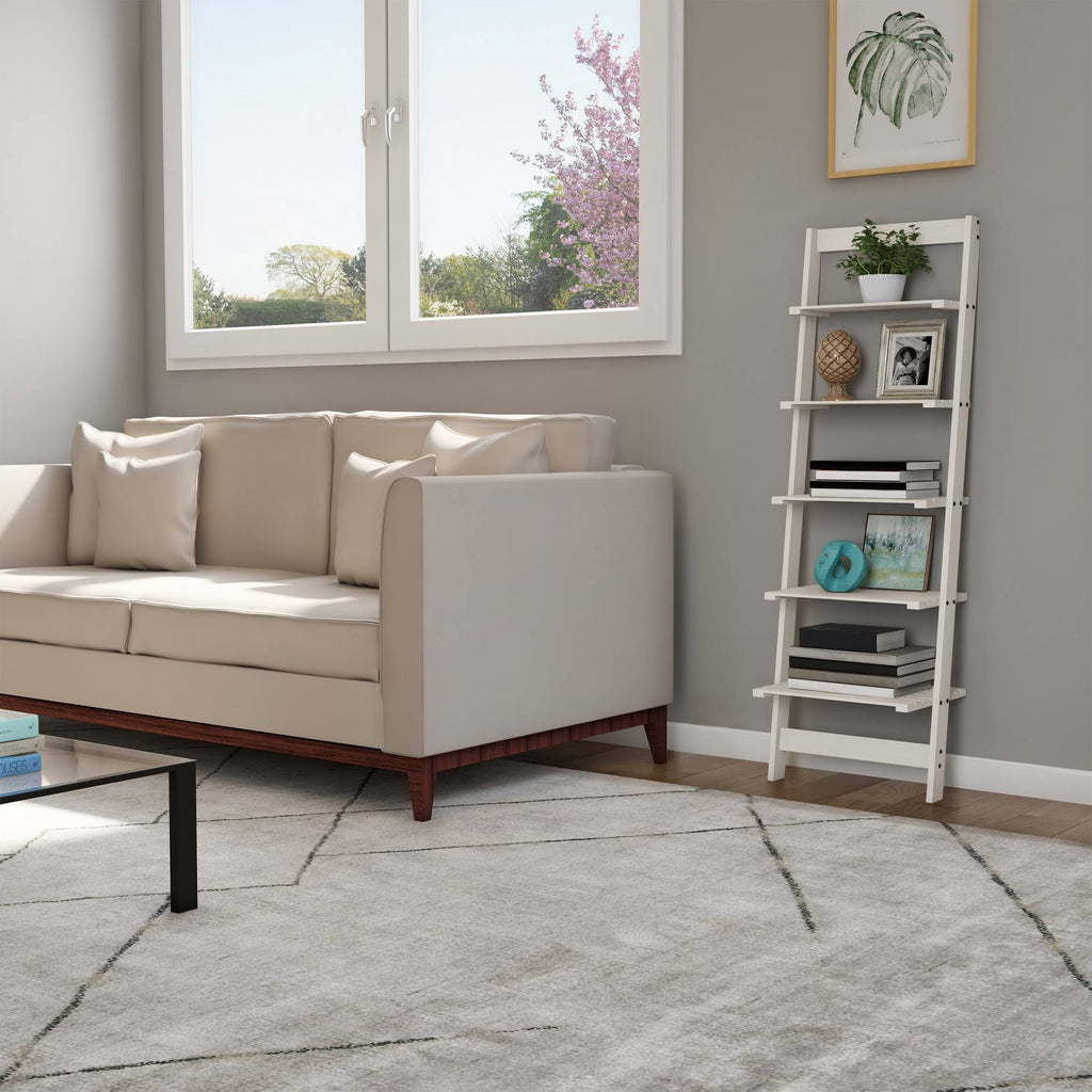 White 5-Tier Ladder-Style Bookcase Z6900