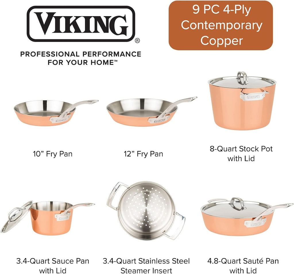 9 Piece Copper Clad Cookware Set H222126