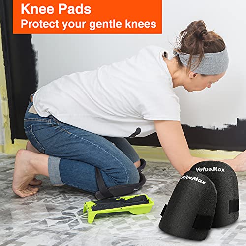 Laminate Wood Flooring Installation Kit with Tapping Block, Pull Bar, Mallet, Kneepads, 30-Piece Spacers F17919
