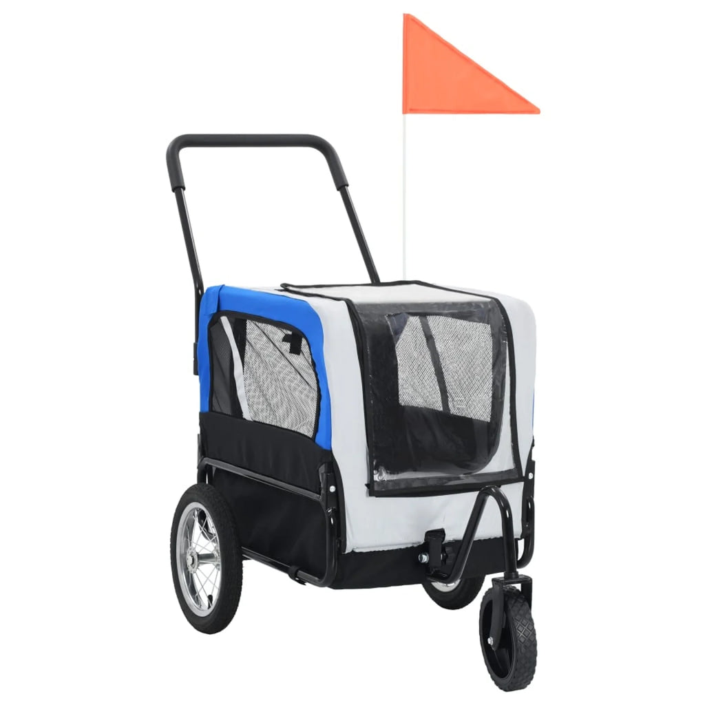 Gray and Blue Pet Bike Trailer Jogging Stroller S705330