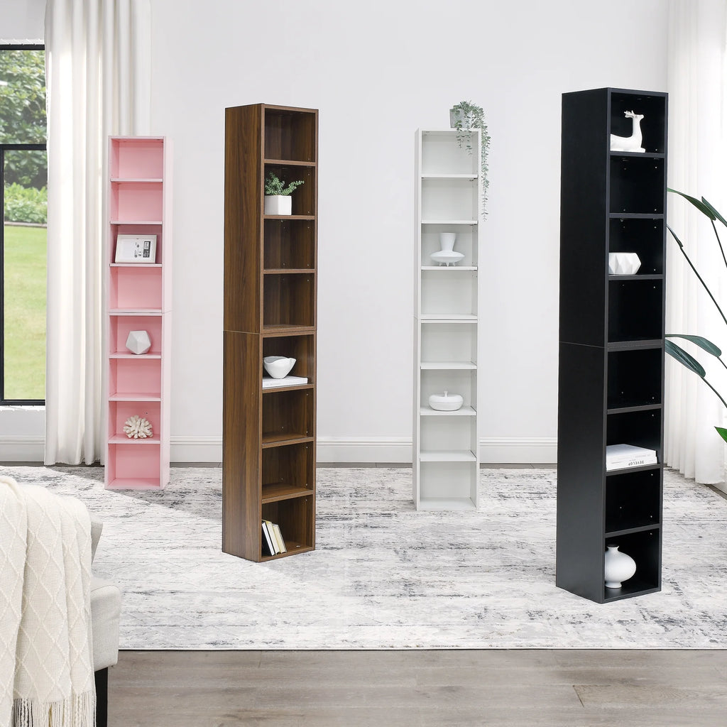 8-Tier Media Tower Rack Storage Cabinet with Adjustable Shelves U392