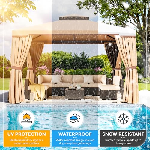 10 x 10 FT Outdoor Gazebo with Vented Soft Canopy and Mosquito Netting H188173