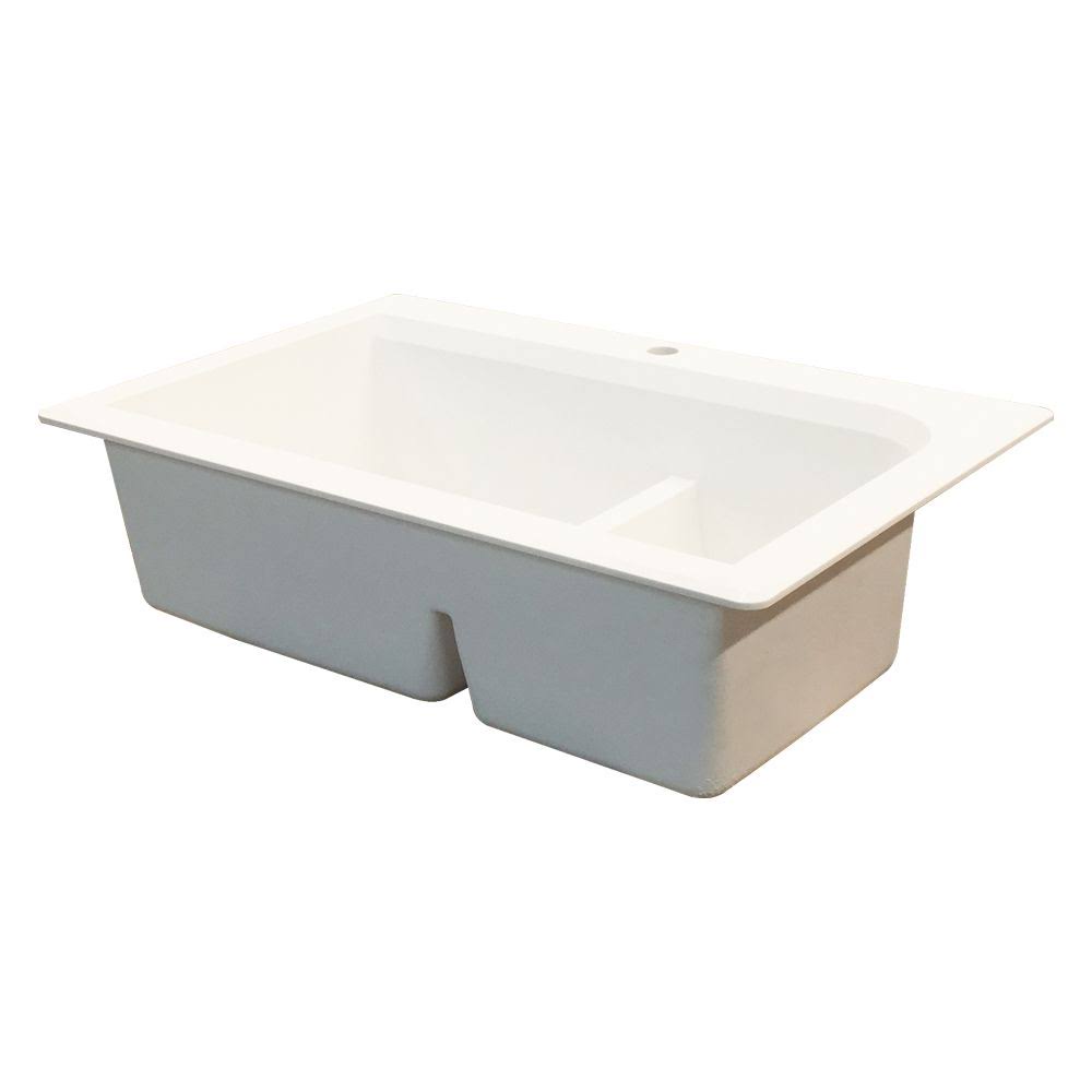 33-in Drop-In Granite Kitchen Sink in White D16940