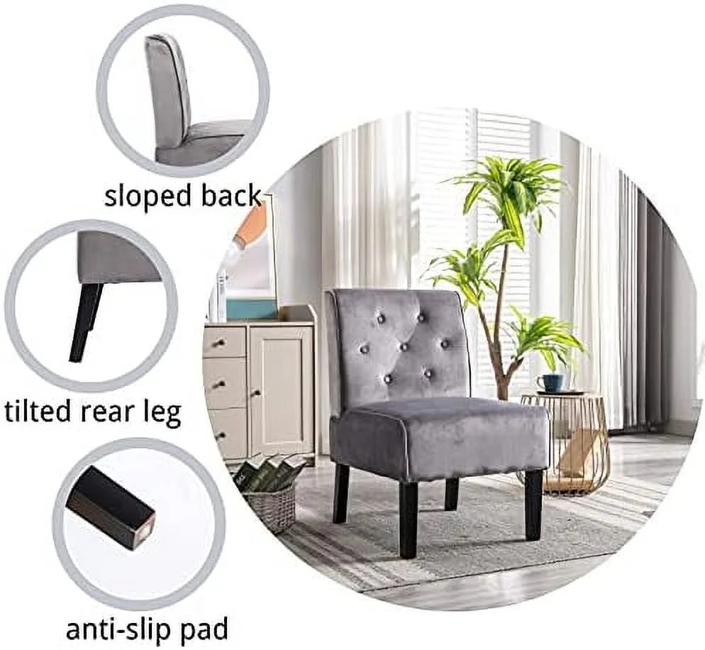 Grey Velvet Accent Chair E23677