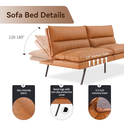 Dark Black Memory Foam Armless Futon Sofa Bed L16439