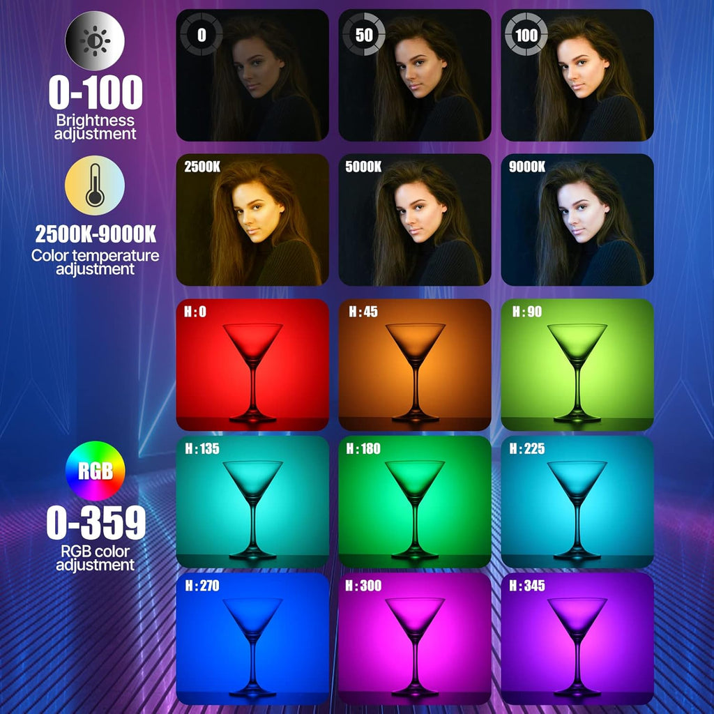 RGB Light Wand 2500-9000K Dimmable CRI 95+ Magnetic Attraction Pack of 2 T279
