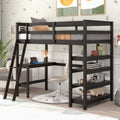 Twin Size Loft Bed with Desk and 4 Storage Shelves B1351