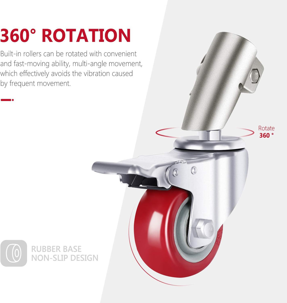 3 Packs Swivel Caster Wheels Set with 75mm Diameter Metal Construction K134314
