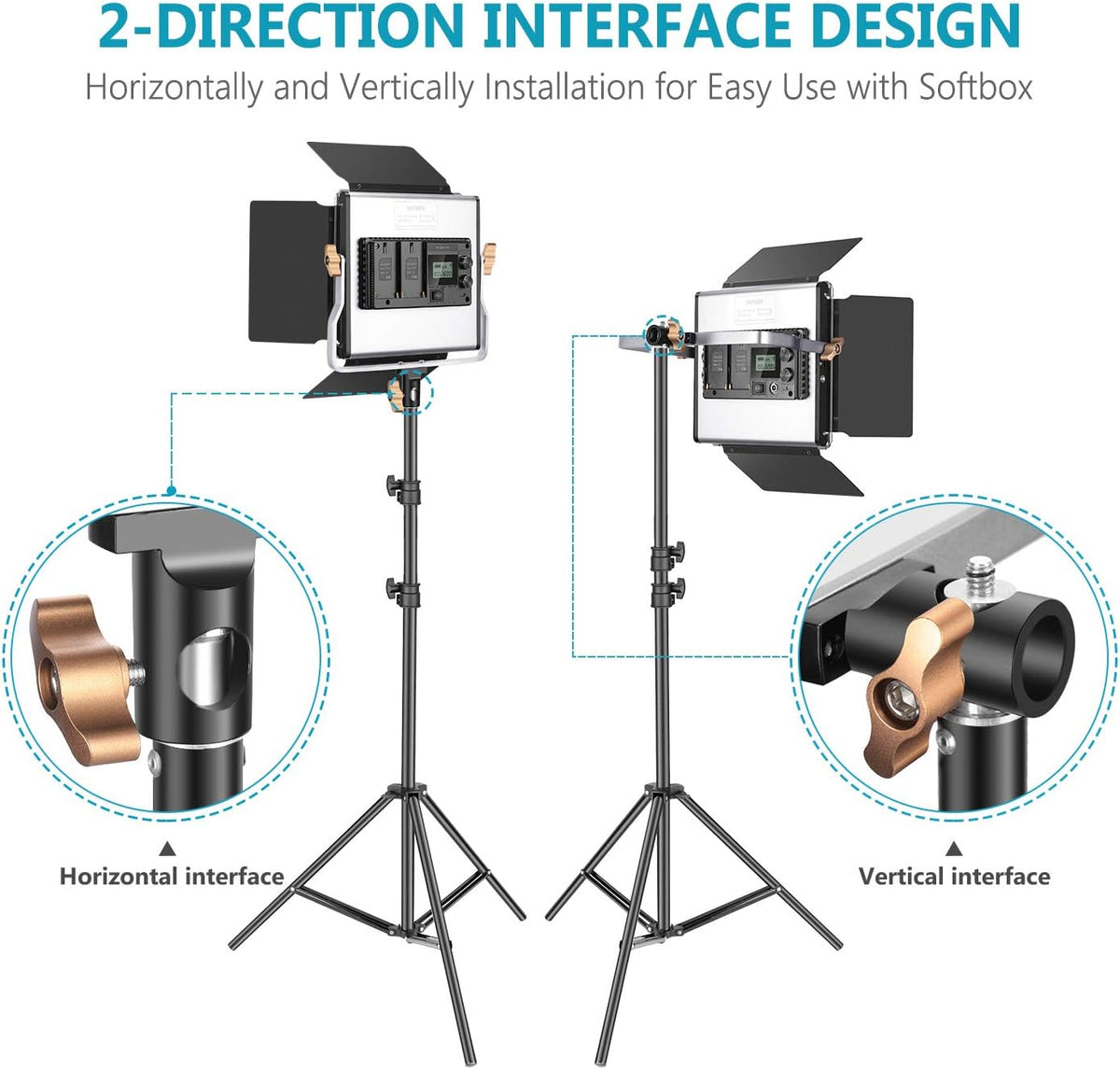 2 Packs 480 LED Video Light Photography Lighting Kit with Light Stand A24906