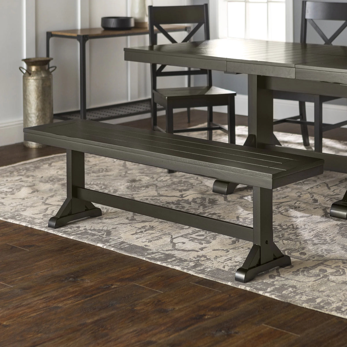 Antique Black Wood Bench E48673
