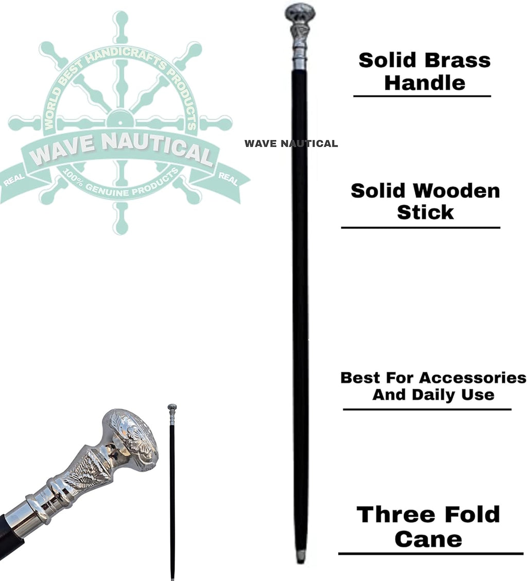 Brass Handle Wooden Walking Cane 36" Z483827