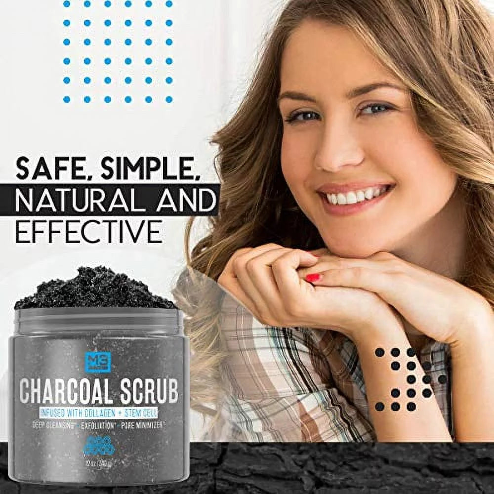 Activated Charcoal Body & Face Scrub 12 OZ Y365