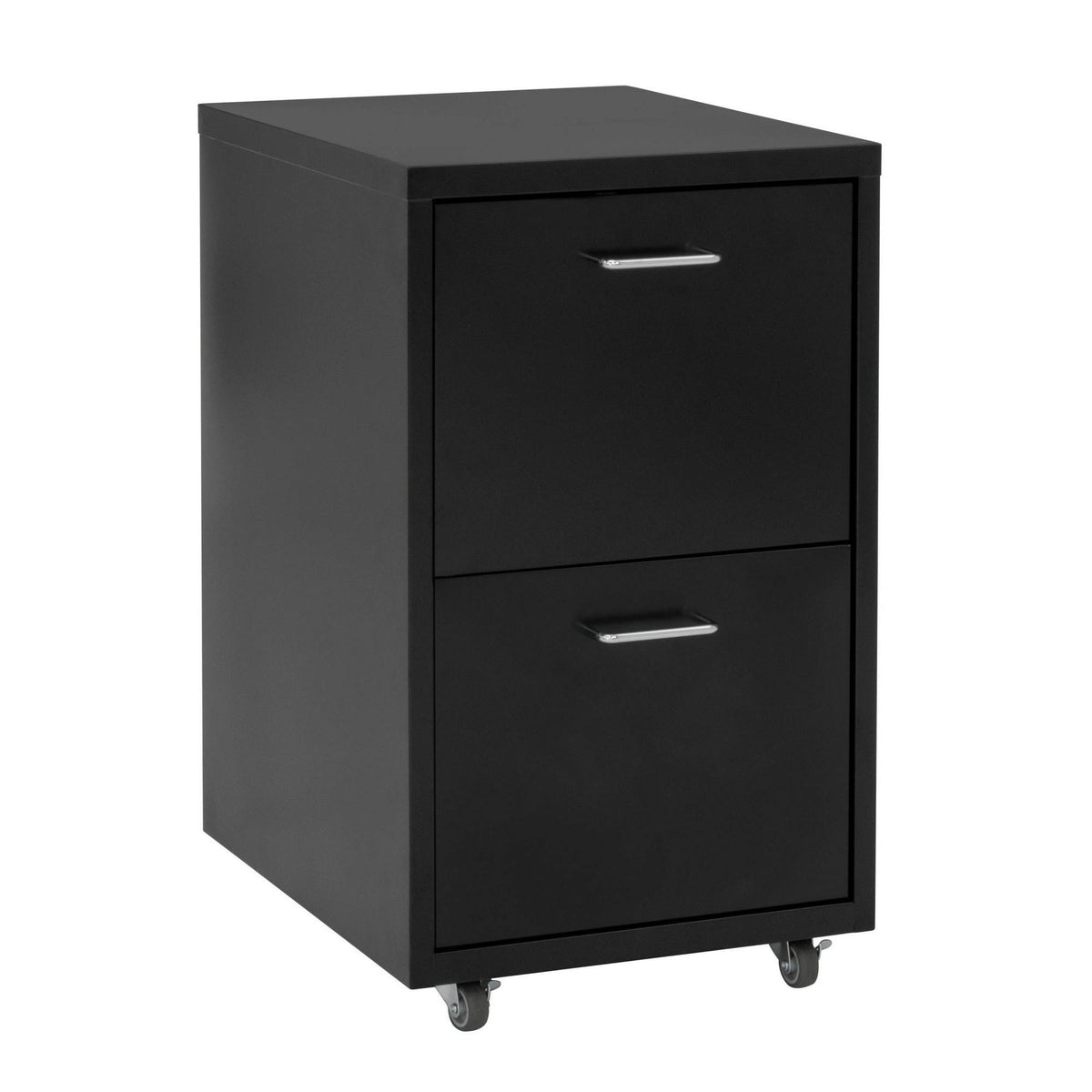 Black Metal 2-Drawer Mobile File Cabinet Y38179