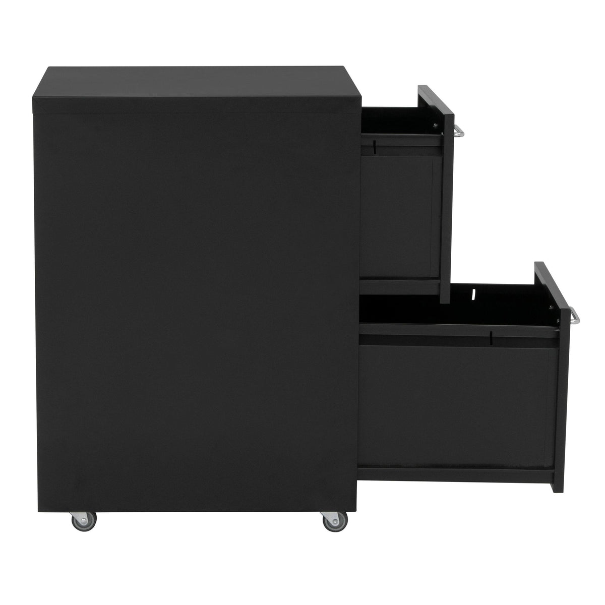 Black Metal 2-Drawer Mobile File Cabinet Y38179