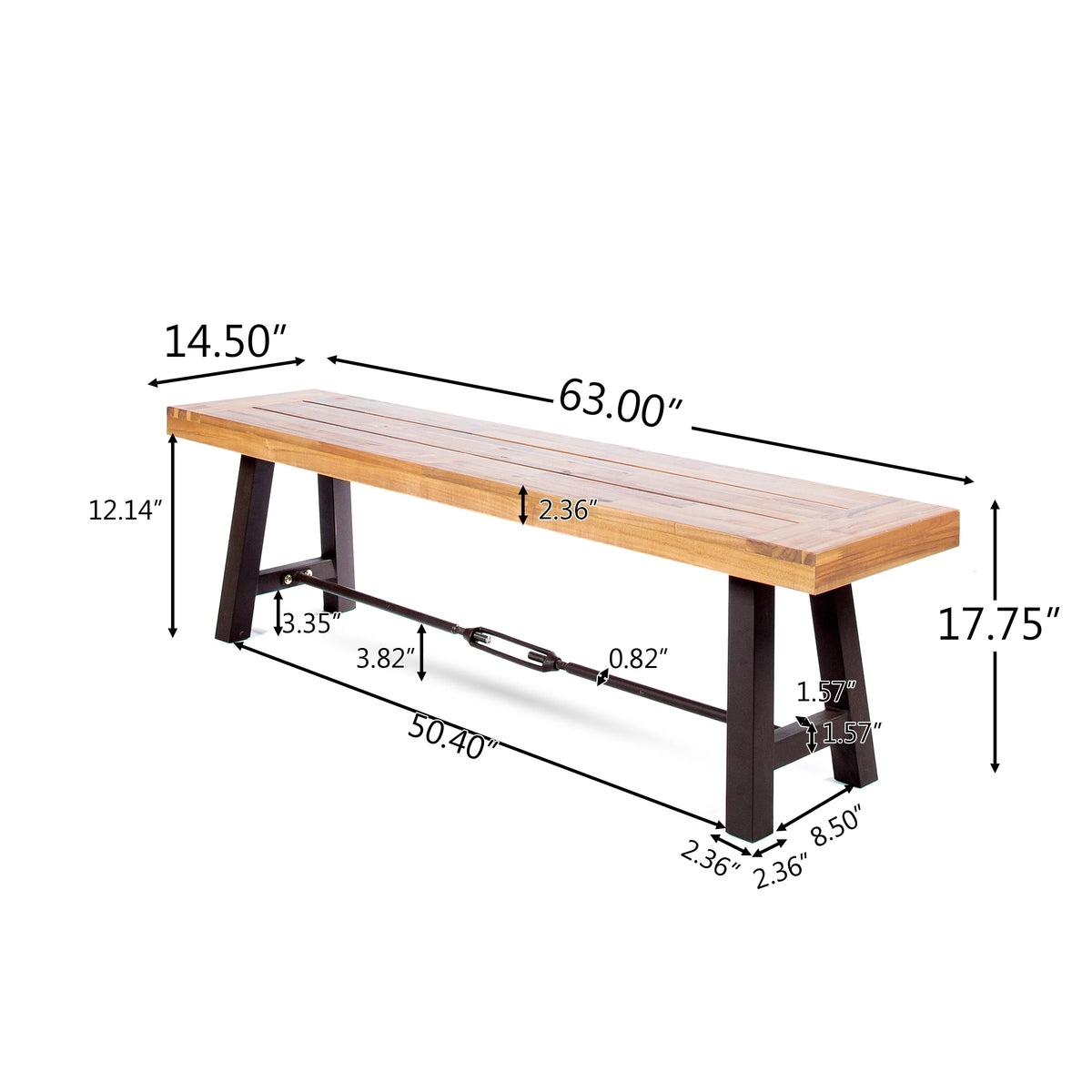 Acacia Wood Outdoor Dining Benches Set of 2 P643180