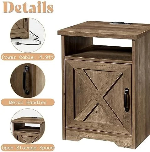 3-Piece Farmhouse Table Set with Charging Station and USB Ports P184