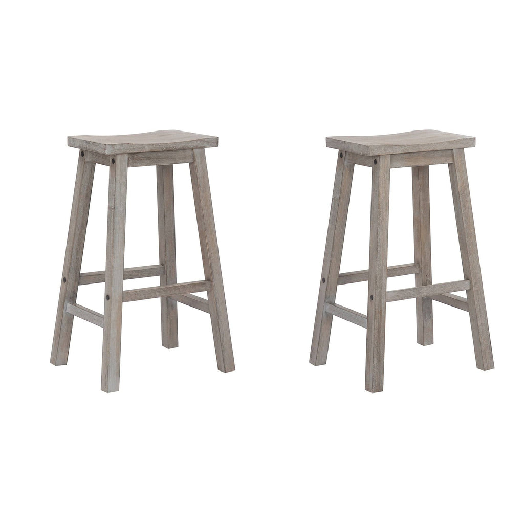 Solid Wood Saddle Bar Stool, Set of 2 - Open Gray K70188