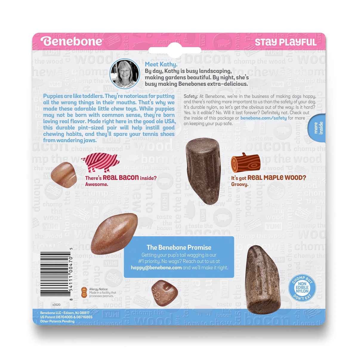 Tiny Bacon Durable Dog Chew Toy, 2-Pack Y6289