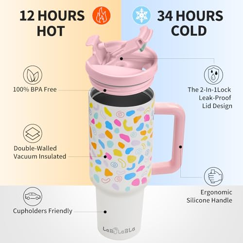 40oz Stainless Steel Insulated Tumbler with Handle and Straw K715885