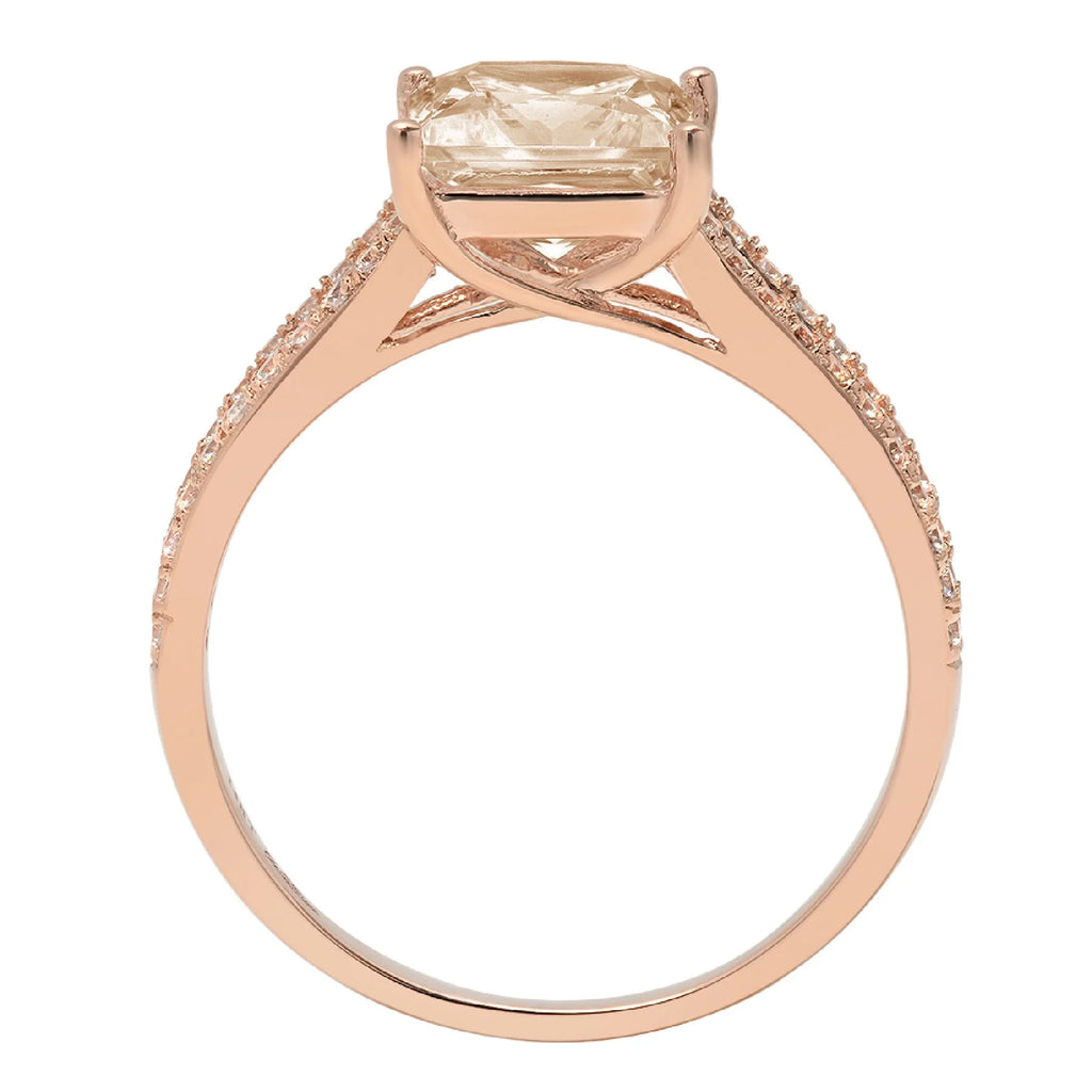 18k Pink Rose Gold Princess Cut Simulated Diamond Ring W307718