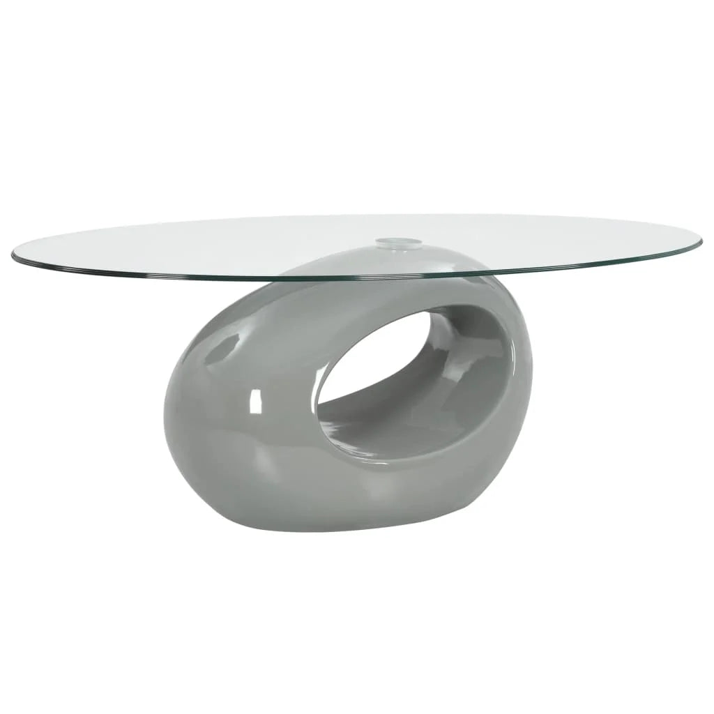 Oval Glass Coffee Table with Fiberglass Stand P866