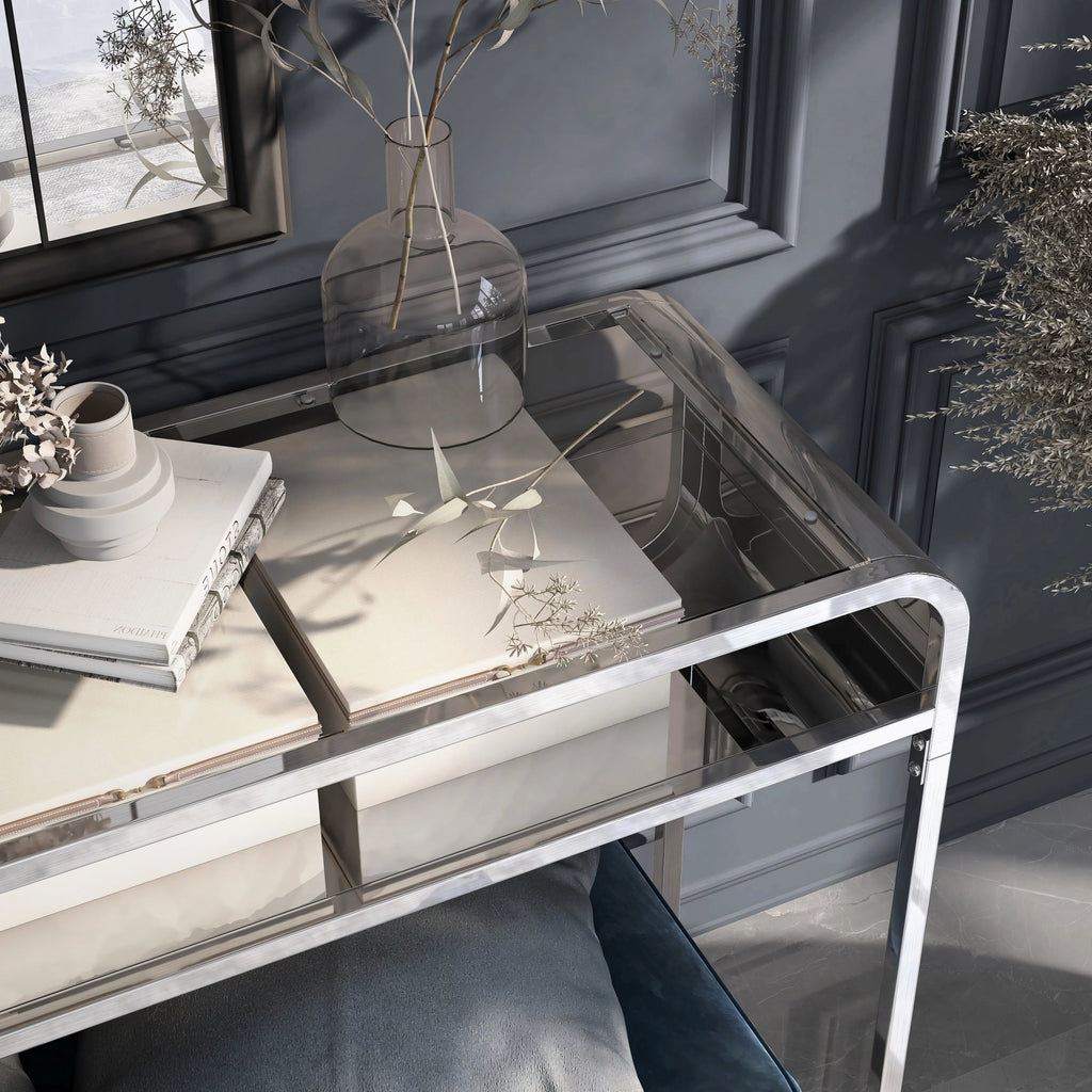 46-inch Glass Top 1-Shelf Sofa Table T6777