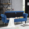 Velvet Ottoman Bench with Toss Pillow (Blue) L551