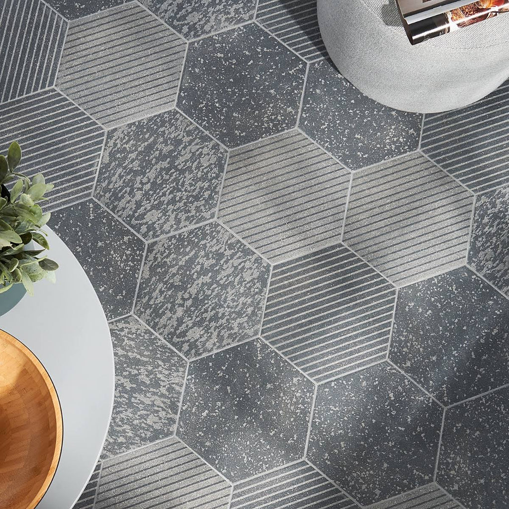 Black 9 in. Hex Matte Porcelain Floor and Wall Tile (20 Pieces 9.47 Sq. ft. / CASE) O110