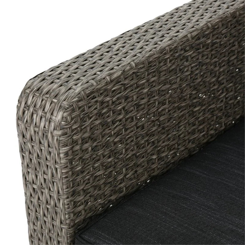 4 Piece Black Outdoor Wicker Sofa Set Q914