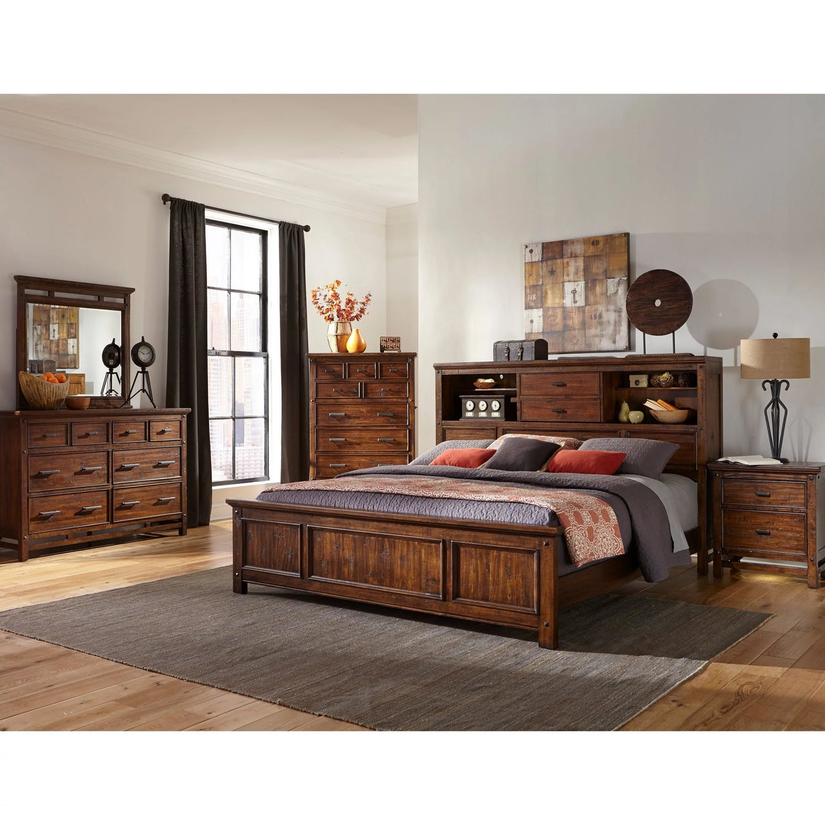 Brown 6-Drawer Wood Chest I872138