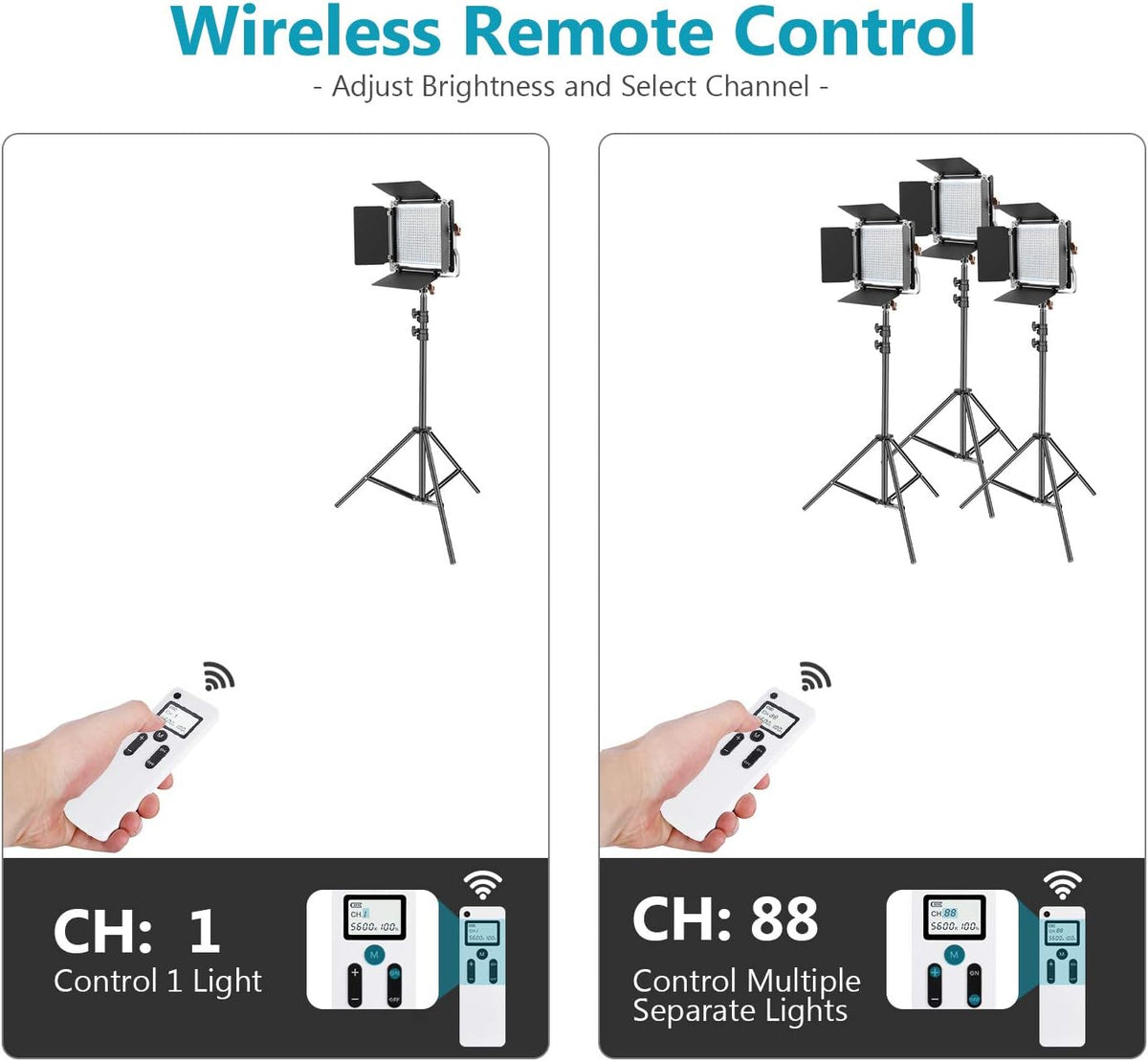 2 Packs 480 LED Video Light Photography Lighting Kit with Light Stand A24906