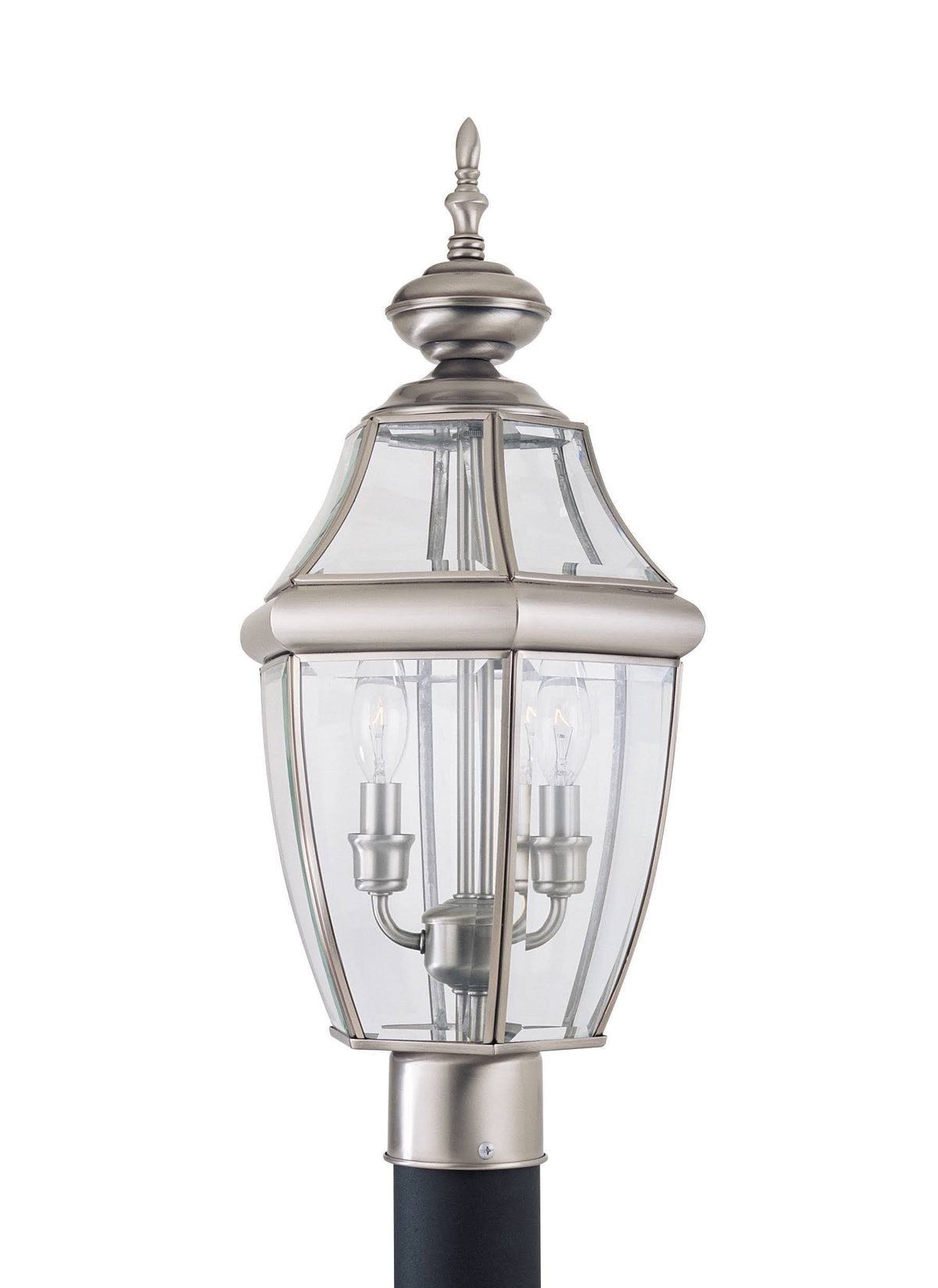 Two Light Outdoor Post Lantern Antique Brushed Nickel L350