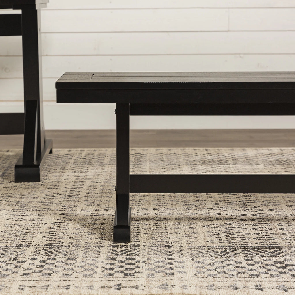 Antique Black Wood Bench E48673