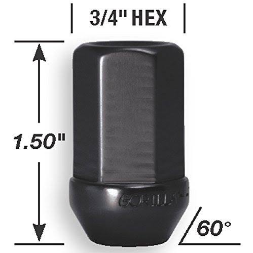 Black 12mm x 1.50 Thread Size Aluminum Closed End Lug Nuts D638