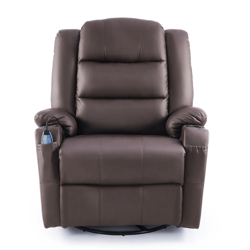 Brown 360 Swivel Heated Massaging Recliner Chair J3430