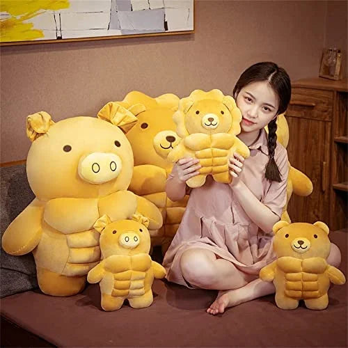Cartoon Muscle Bear Plush Teddy Bear Large Doll, 27.5 inch T473