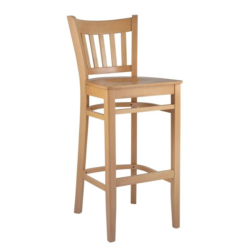Natural Beechwood Vertical Bar Stool with Wood Seat K103100