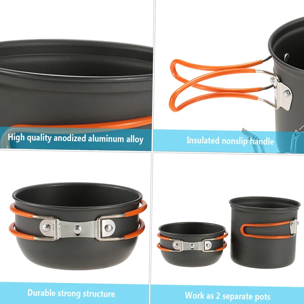 Outdoor Camping Cookware Pot Set with Fork and Spoon B602