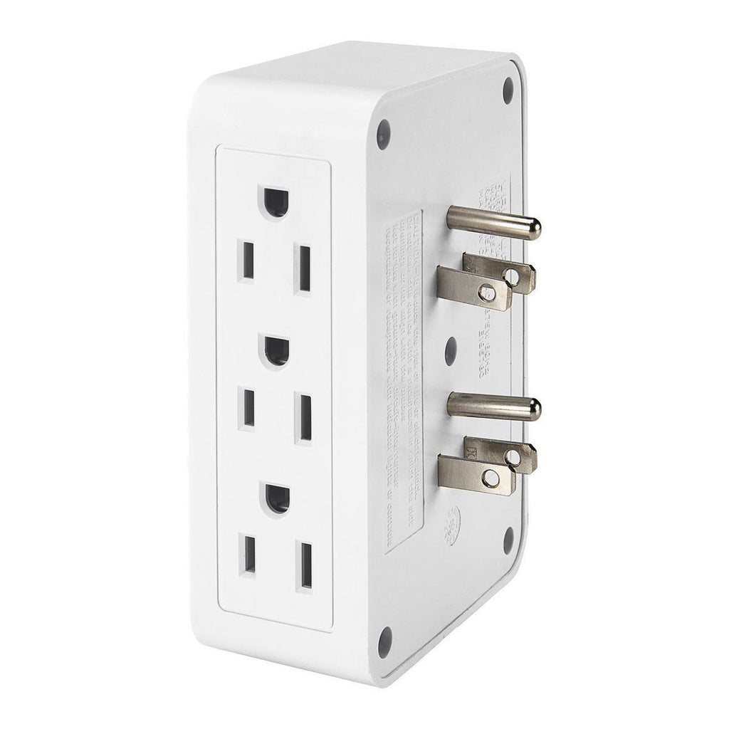 6 Outlet 3-Prong Side Entry Tap White V619