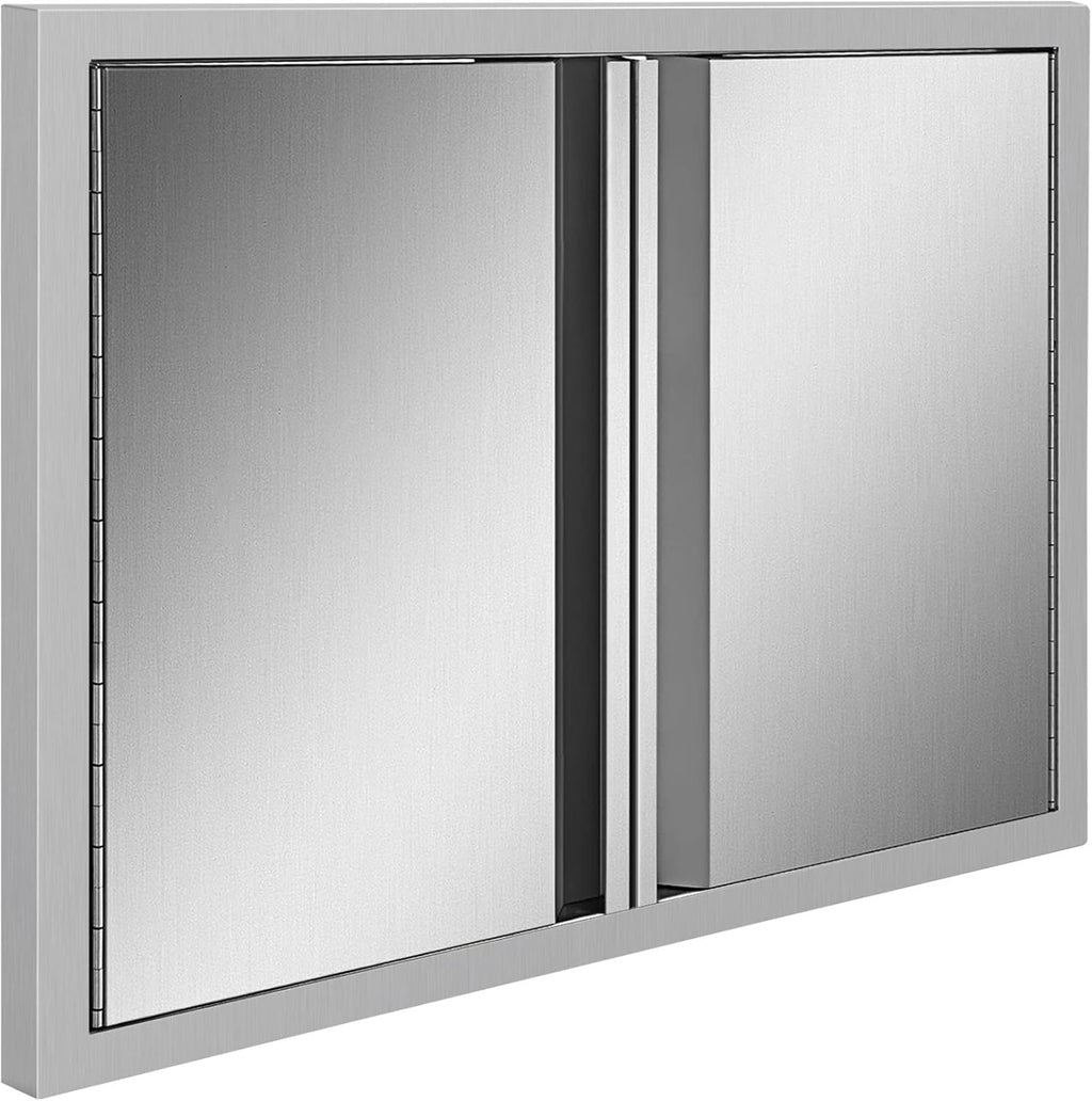 Stainless Steel Double BBQ Access Door with Recessed Handle Q77508