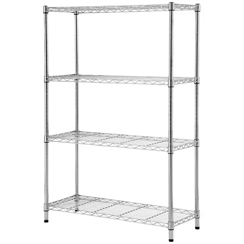 4-Tier Steel Wire Shelving Unit in Chrome D825326