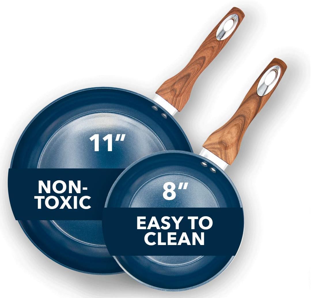 8 & 11 Inch Nonstick Ceramic Frying Pan Set, 2 Piece, Yellow L857959