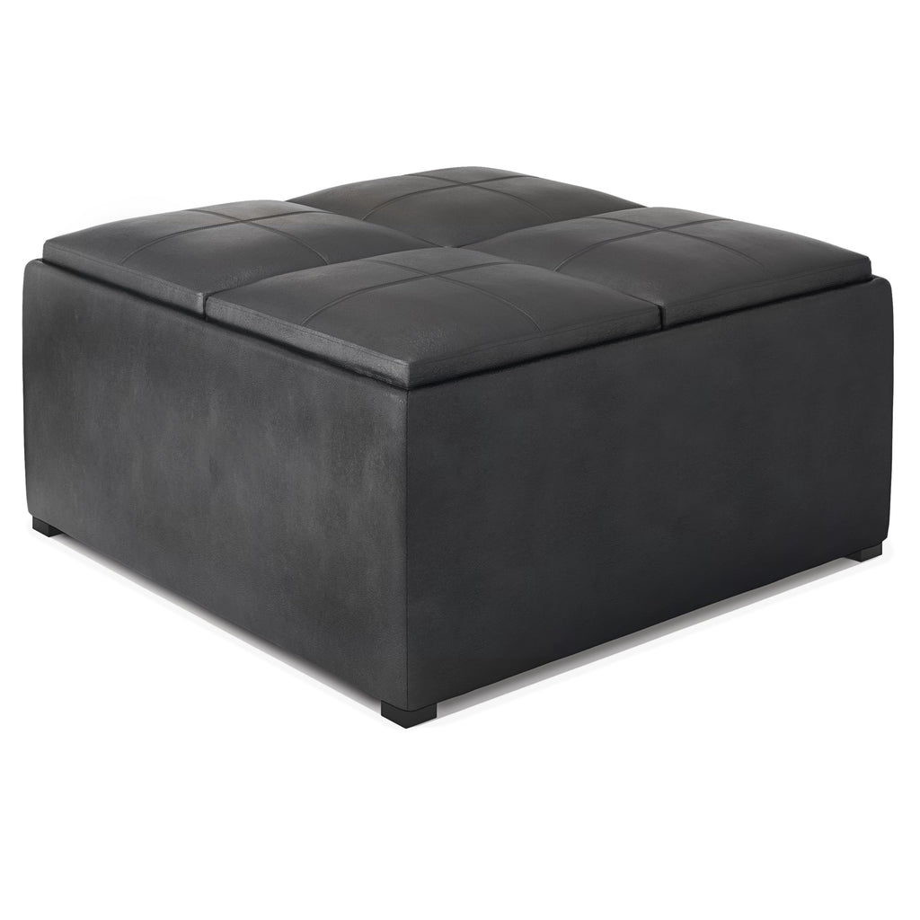 35 inch Square Storage Ottoman Faux Leather R412