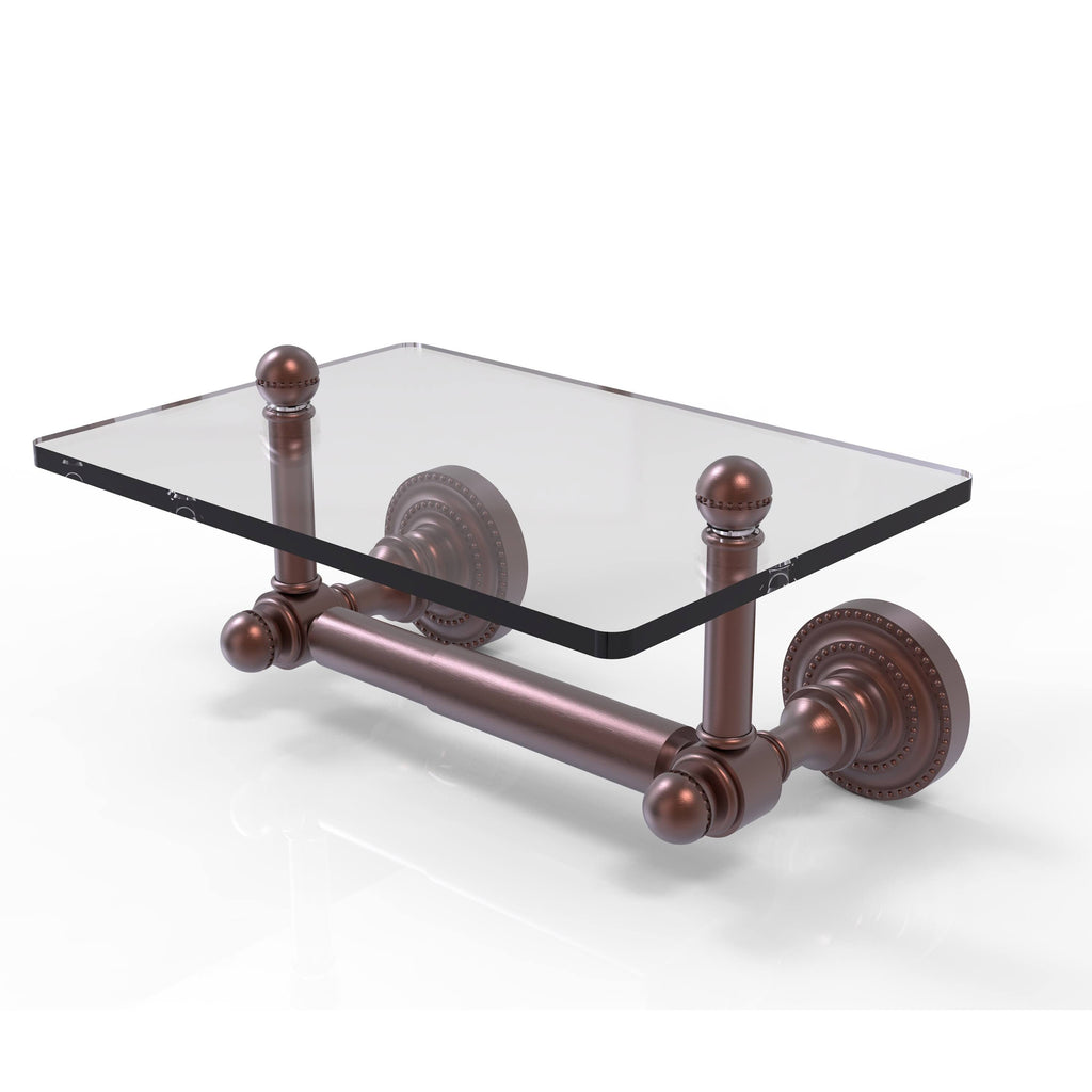Brushed Bronze Toilet Tissue Holder with Glass Shelf D94260