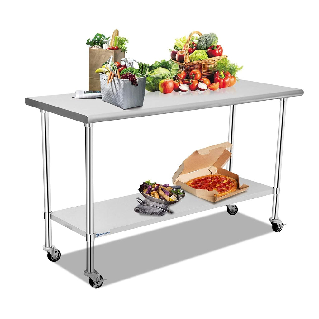 Stainless Steel Work Table 36 x 24 Inches with Caster Backsplash and Adjustable Undershelf Y189