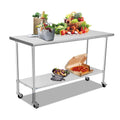 Stainless Steel Work Table 36 x 24 Inches with Caster Backsplash and Adjustable Undershelf Y189